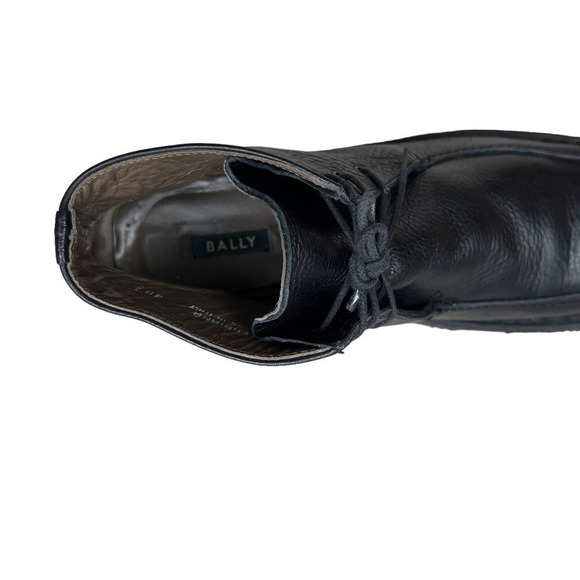 Bally Fabiana Chukka Boot Black Pebbled Leather Lace Up Square Moc Toe Men 40.5‎ - Picture 6 of 8